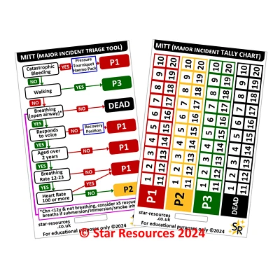 STAR RESOURCES Major Incident Triage Tool (MITT) and Tally Chart ID Badge Flash Card Student Pa