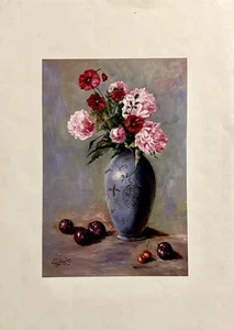 Peonies And Poppies Original Oil Painting Still Life Signed by Artist, 37" x 27" - Picture 1 of 11