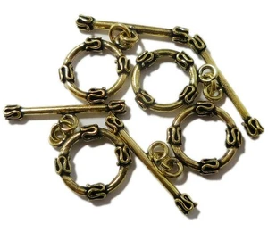 8 SET 16X28MM BALI TOGGLE CLASP ANTIQUE BRASS 412 RR - Picture 1 of 3