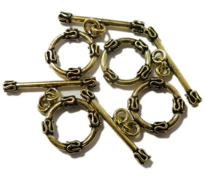 8 SET 16X28MM BALI TOGGLE CLASP ANTIQUE BRASS 412 RR - Image 1 of 3