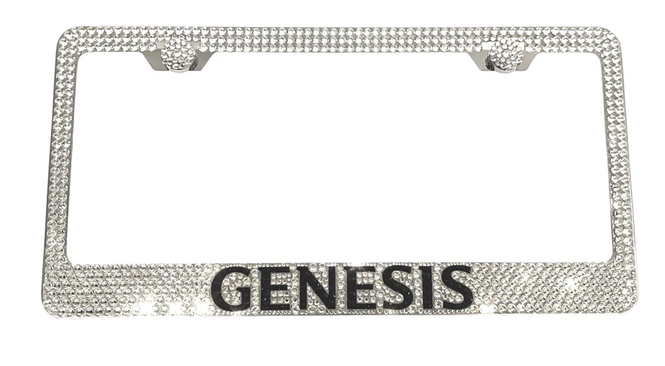 Genesis Clear Crystals Crystalized License Plate Frame Holder W/ Caps - Image 1 of 3
