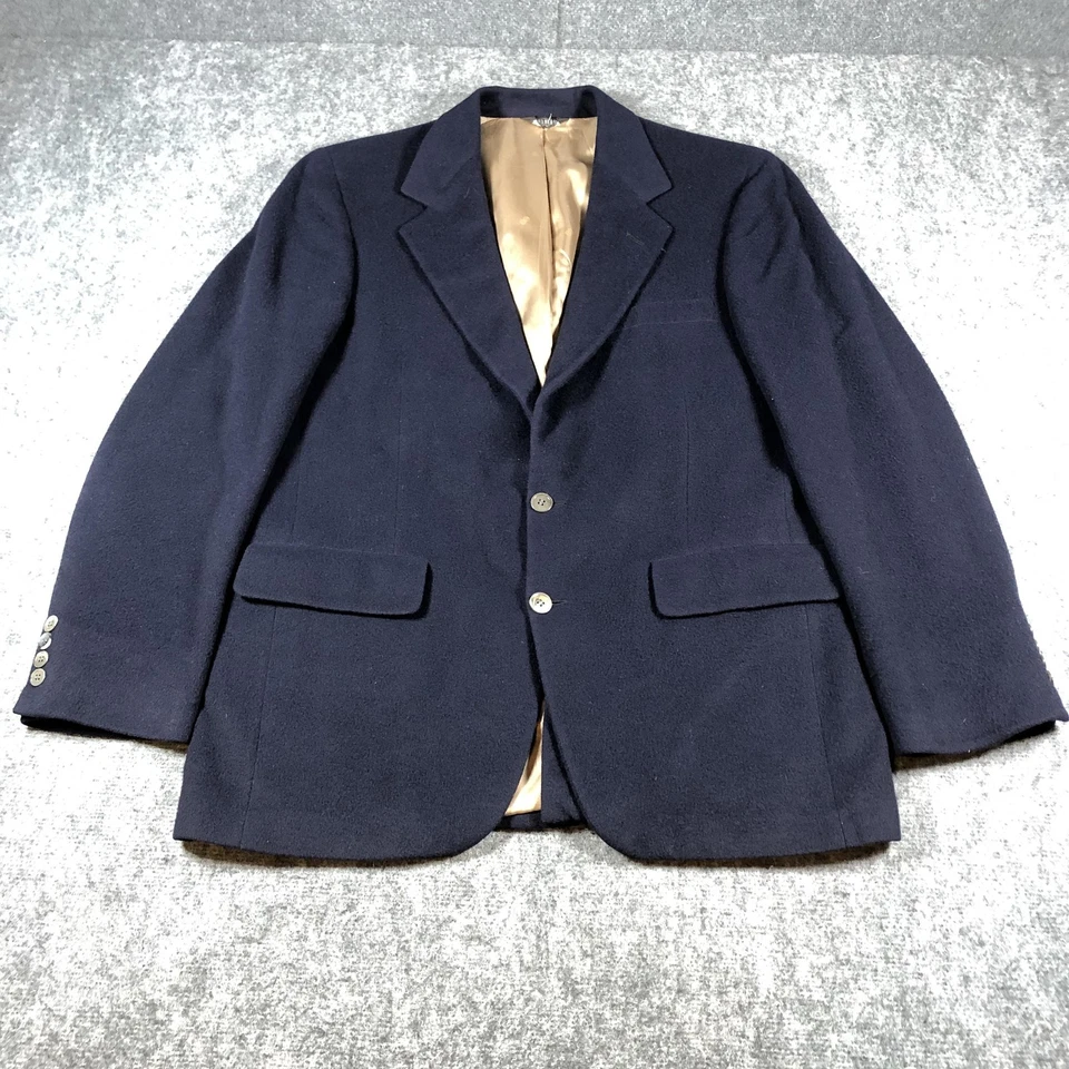 Blazer Bill Blass DE COLECCIÓN Para Hombre Grande Azul Marino 100% Cachemira Hecho en EE. UU. 2 Botones Años 80 Foto 1 de 4