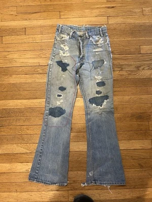 Vintage 1970s Levi’s 684 Orange Tab Bell Bottom Flare Hippy Jeans Pair #2 - Image 1 of 3