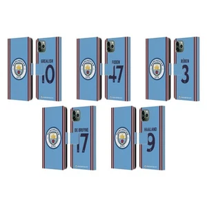 MAN CITY FC 2022/23 JOUEURS HOME KIT ÉTUI COQUE EN CUIR POUR APPLE iPHONE - Photo 1 sur 11