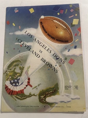1948 LOS ANGELES DONS Cleveland Browns Prog OTTO GRAHAM Lou GROZA Masini AAFC - Image 1 of 4
