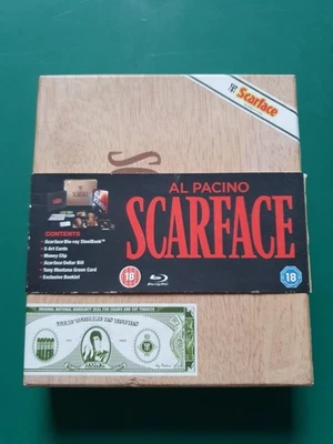 Scarface - Blu Ray Steel book Cigar Box Bonus Dvd Much More Rare oop collectors - Image 1 of 4