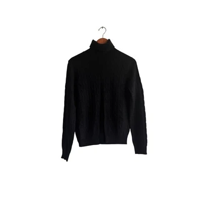 Madison Studio Black 100% Cashmere Turtleneck Sweater Women's M Cable Knit - Image 1 of 4