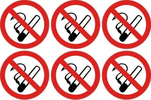 NO SMOKING sticker 50mm X 6 warning sign safety decal smoke free zone - Picture 1 of 1