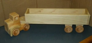 WOOD WOODEN SEMI TRUCK TOY HANDMADE 20" LONG UNFINISHED VGC - Imagen 1 de 6