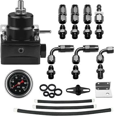 EFI Fuel Pressure Regulator Kit with Bypass Return 0-100psi Pressure Gauge AN6 Foto 1 de 4