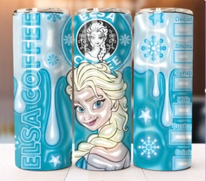Elsa Inflated Coffee Tumbler 20 oz Skinny Cup Mug Stainless Steel - Picture 1 of 1