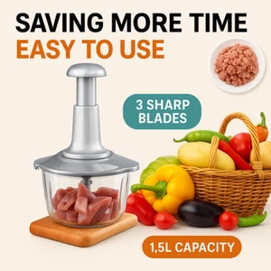 Manual Hand Chopper Vegetable Cutter Garlic Onion Dicer Food Processor - Picture 1 of 10
