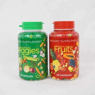 Вегетарианские и фруктовые пищевые добавки набор из 2 - 90 капсул каждая - Изображение 1 из 4