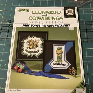 TMNT Leonardo and Cowabunga Cross Stitch Patterns By Plaid - Picture 1 of 4