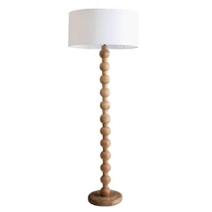 Classic Turned Wood Spindle Floor Lamp 52 in White Shade Traditional Spheres - Picture 1 of 5