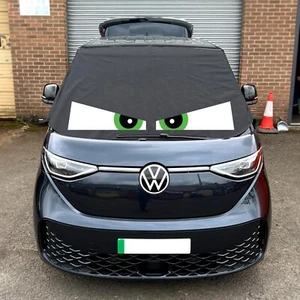 VW ID BUZZ Bus Windscreen Cover Black Out Blind Wrap Camper Van Green Eyes - Picture 1 of 3
