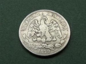 OLD ZsS 1879 50 CENTAVOS SILVER ZACATECAS COIN MEXICAN CACTUS SECOND 2d REPUBLIC - Picture 1 of 6