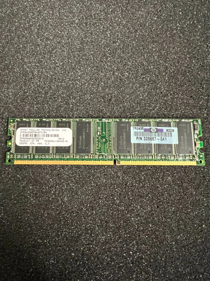 SMART Modular Technologies 256MB PC3200U-30440-A1 DDR400 (SM5643285D8N6FNIBH) - Image 1 of 1