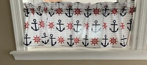Nautical Anchors Window Valance Curtain 42x14 Bedroom Living room Curtains - Picture 1 of 2