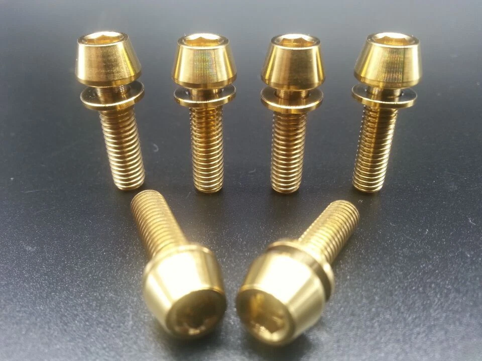 Pernos de vástago de bicicleta súper ligeros M5x18 mm cabeza cónica bicicleta con arandelas 6 piezas Foto 1 de 4