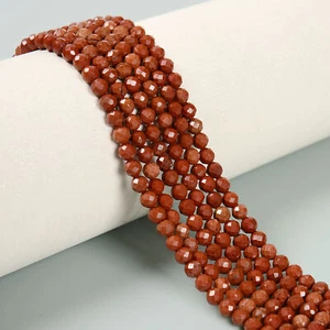 Cuentas redondas facetadas de jaspe rojo natural tamaño 3 mm 4 mm 15,5"" cadena - Imagen 1 de 5