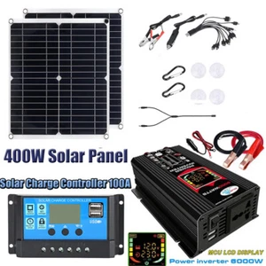 6000W Wechselrichter 400W Solarpanel Set 12V 100A Batterie Laderegler - Bild 1 von 9