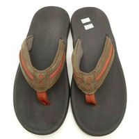 rockport men's leather flip flops