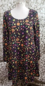 Xhilaration Night Shirt Juniors Size Large Halloween Pumpkin Candy Long Sleeve - Picture 1 of 8