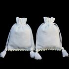 300 PCS Designer Drawstring Jewelry Pouch White Cotton Small Favor Bags Coin Bag