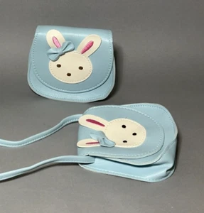 2 New Easter Bunny Crossbody Girl's/Kid Blue Bag Purse 4” X 5” ** Magnet Snap - Picture 1 of 5