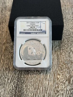 2011 China panda 1 oz silver 10 yuan coins NGC MS70 #363 - Image 1 of 4
