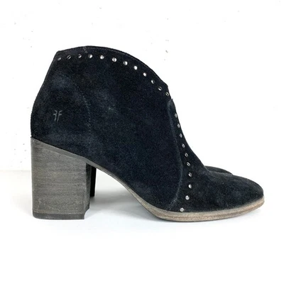 Frye Womens Nora Stud Side Zip Ankle Booties Black Suede Size 6 - Image 1 of 4