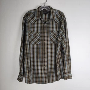 Pendleton Frontier Western Hemd Herren Gr. Large braun/blau Perlen Druckknopf Langarm - Bild 1 von 9