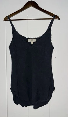 Anthropologie Cloth & Stone Lump Frayed Edge Black Cami Women  L Grunge Goth - Image 1 of 4