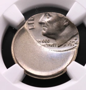 1974-D 10C Roosevelt Dime NGC MS 64 Struck 45% Off Center - Picture 1 of 5