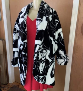 RARE 1980s Vintage Donnybrook Faces Faux Fur Oversized Coat One Size #rrc - Bild 1 von 22