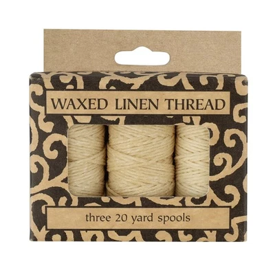 Lineco Waxed Genuine Linen Thread 20 Yards Pack of 3 Spools Natural BBHM208 - Image 1 of 4