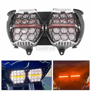 Motorcycle 240W Honeycomb LED Headlight DRL for Harley Road Glide FLTRX 15-23 - Picture 1 of 24