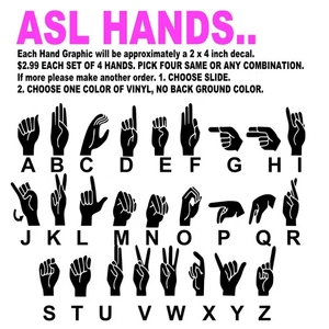 Decal Die Cut Vinyl Sticker American sign language, ASL, Hand, Deaf, Talk, hello - Picture 1 of 6