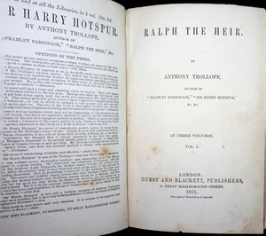 Anthony Trollope / Ralph the Heir 3 vols 1st Edition 1871 - Imagen 1 de 7