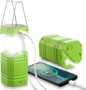 LED Solar Camping Light, Camping Wind up Lantern-Hand Crank Light with 3000Mah - Picture 1 of 11