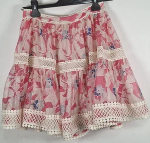Ted Baker Tabita Full Mini Skirt With Lace Tape Pink Floral Size UK 6 (0) - Picture 1 of 11