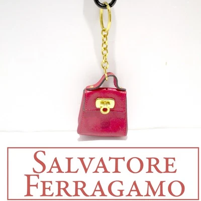 Salvatore Ferragamo Gancini Vintage Red Leather Bag Charm Keychain Purse w/ Tag - Image 1 of 4