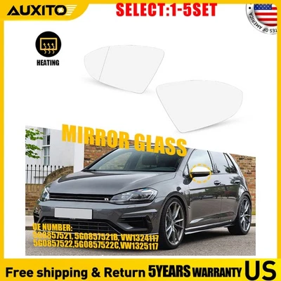 Mirror Glass Heated w/ Back for Volkswagen Golf MK7 GOLF GTi TSi TDi R 2-10X - Image 1 of 4