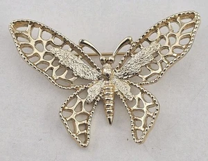Vintage Sarah Coventry goldfarbene strukturierte Schmetterling Brosche Anstecknadel - Bild 1 von 10