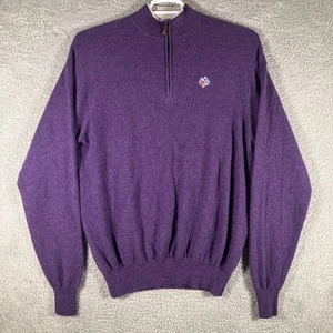 Peter Millar 100 % reines Kaschmir 1/4 Reißverschluss Pullover Herren Large lila ruhig Luxus - Bild 1 von 11
