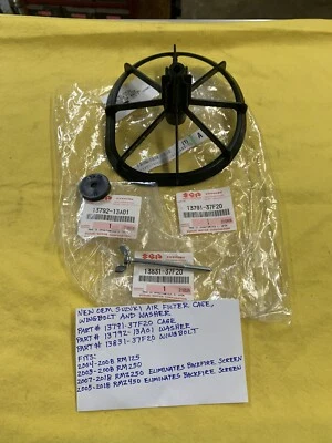 NEW OEM SUZUKI AIR FILTER CAGE KIT RM125 RM250 , RMZ250 RMZ450 (13791-37F20) - Image 1 of 2