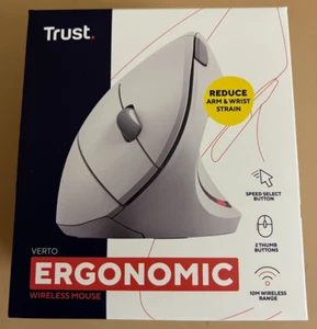 Trust VERTO Wireless Ergonomic Mouse, 6 Buttons, 25132, White. FAST/FREE POSTAGE - Picture 1 of 13