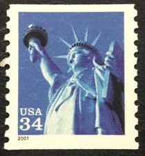 2001 Scott #3476 - 34¢ - STATUE OF LIBERTY - Coil Single Stamp - Mint NH
