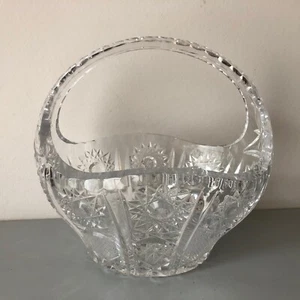 Crystal Cut Glass Handled Basket Good Condition - Picture 1 of 6